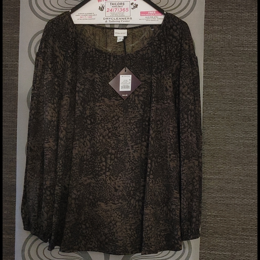 Nwt ava & viv pattern flowy long sleeve shirt 2x